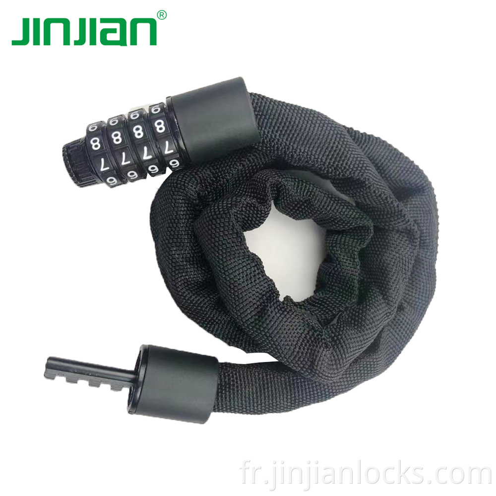 Nouveau design Jinjian Carbon Steel 4x1000mm Lock de chaîne de vélos Bike DIY SHOEVE POUR LOCATION DE BIEE ENFANT